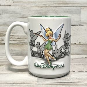 3D TINK Tinker Bell Coffee Cup Mug 16oz Official Walt Disney World Green Inside